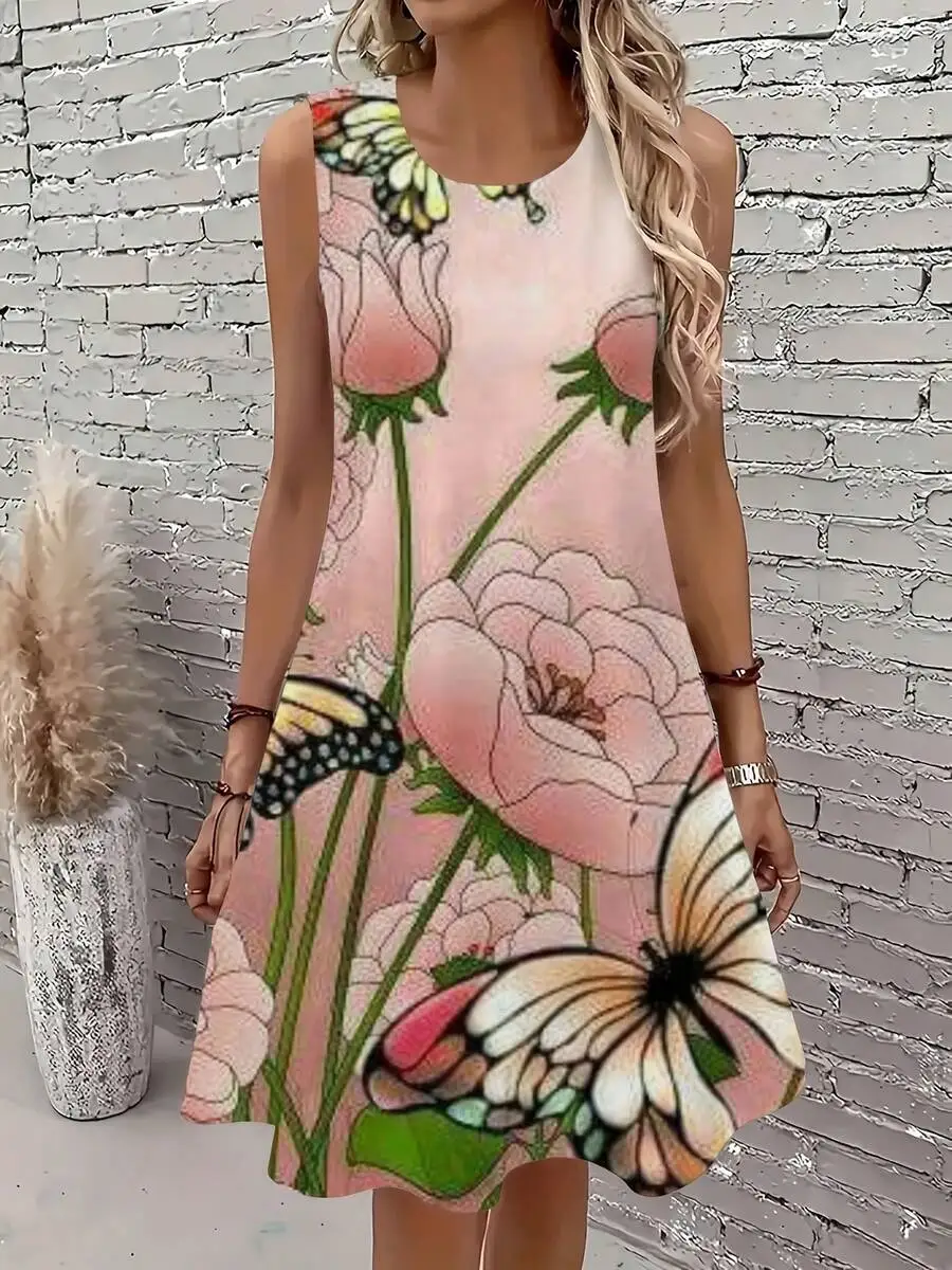 Womens Floral Print Sleeveless A-Line Dress Round Neck Casual Summer Lightweight Breathable
Womens Floral Print Sleeveless A-Line Dress Round Neck Casual Summer Lightweight Breathable