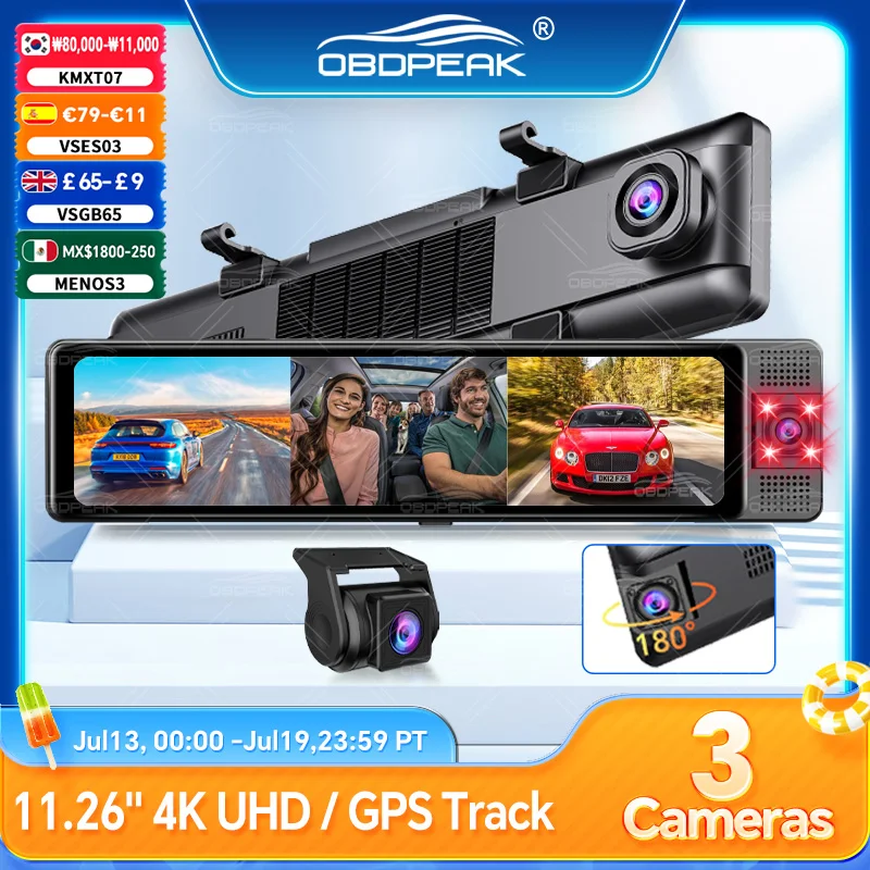 OBDPEAK 3 Camera Dash Cam 4K Car DVR Front Inside Rear 1080P GPS Tracking Night Vision Video Registrator Dashcam Parking Monitor
OBDPEAK 3 Camera Dash Cam 4K Car DVR Front Inside Rear 1080P GPS Tracking Night Vision Video Registrator Dashcam Parking Monitor