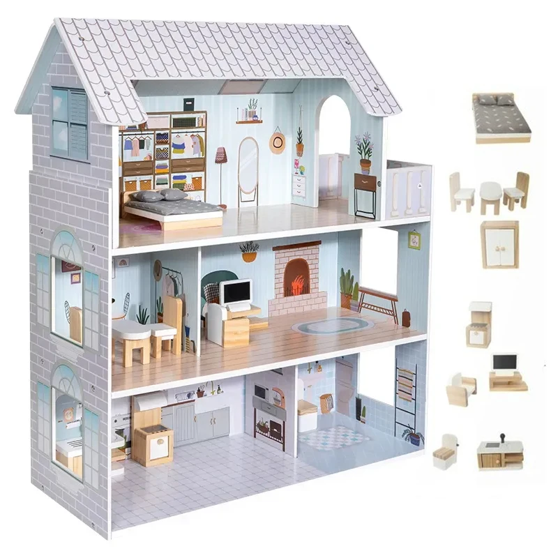 Wooden Three-story Villa Doll House Ins Nordic Simulation Big House Boys and Girls Birthday Gift House Toys
Wooden Three-story Villa Doll House Ins Nordic Simulation Big House Boys and Girls Birthday Gift House Toys