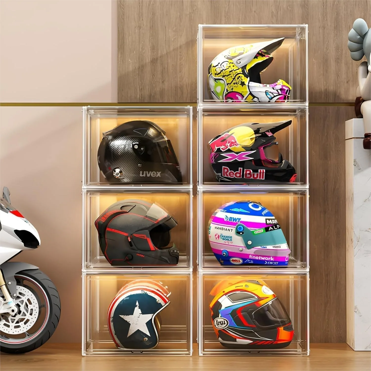 Large Clear Stackable Acrylic Storage Bins with Door, Dustproof Display Case for Football, Helmet, Basketball & Sports
Large Clear Stackable Acrylic Storage Bins with Door, Dustproof Display Case for Football, Helmet, Basketball & Sports