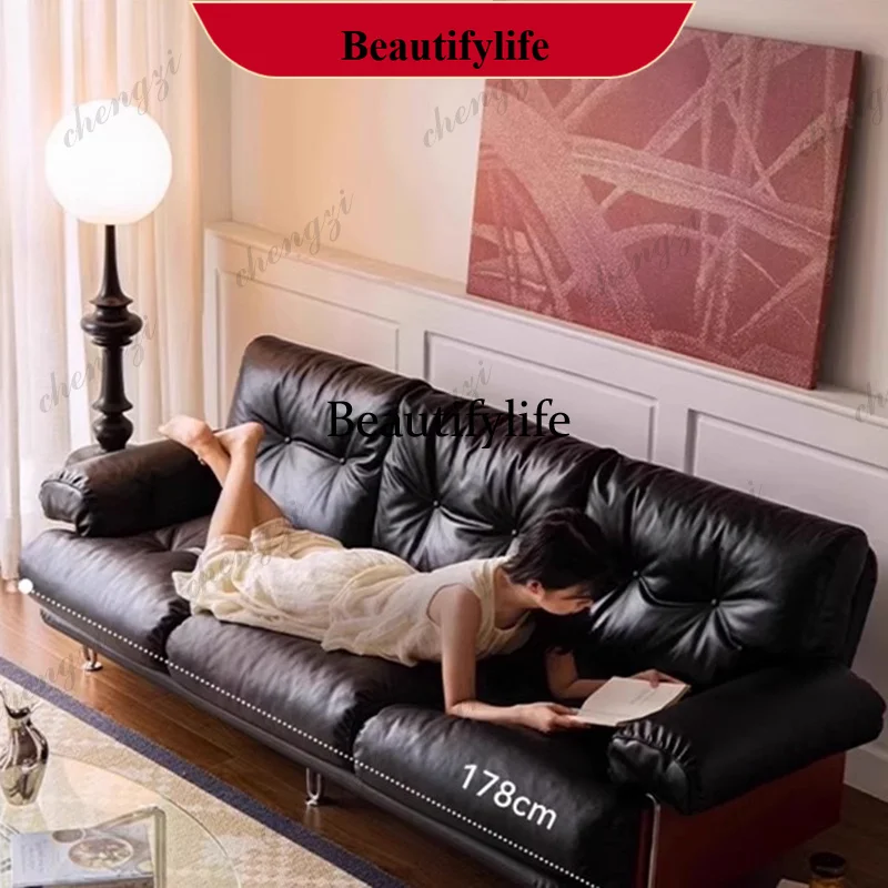 YL French retro leather sofa Italian light luxury small apartment medium ancient black straight row leather art sofa
YL French retro leather sofa Italian light luxury small apartment medium ancient black straight row leather art sofa
