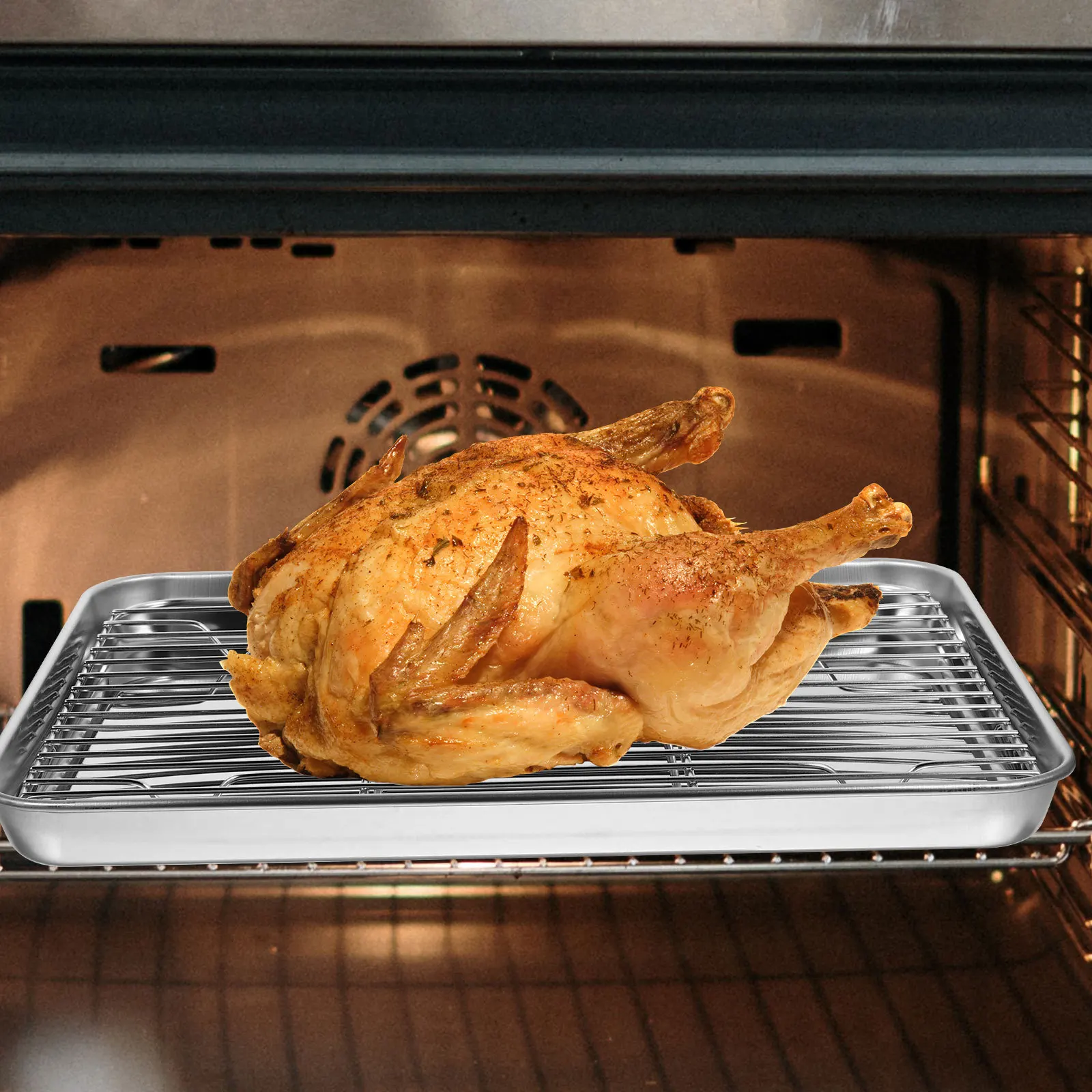 2Pcs Stainless Steel Vegetable Drain Pan Set Square Baking Sheets with Ventilation Design for Kitchen Storage Fruit Drying Rack
2Pcs Stainless Steel Vegetable Drain Pan Set Square Baking Sheets with Ventilation Design for Kitchen Storage Fruit Drying Rack