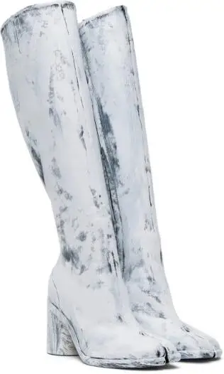 Retro White Old Paint Splashing Genuine Leather Split Toe Zipper Side Square Heels Knee High Tabi Long Boots Women Design Shoes
Retro White Old Paint Splashing Genuine Leather Split Toe Zipper Side Square Heels Knee High Tabi Long Boots Women Design Shoes
