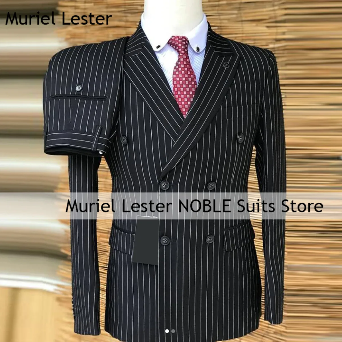 Classic Business Suits Men Stripes Double Breasted Jacket Pants 2 Pieces Man Dinner Party Groom Wedding Tuxedos Customized Dress
Classic Business Suits Men Stripes Double Breasted Jacket Pants 2 Pieces Man Dinner Party Groom Wedding Tuxedos Customized Dress