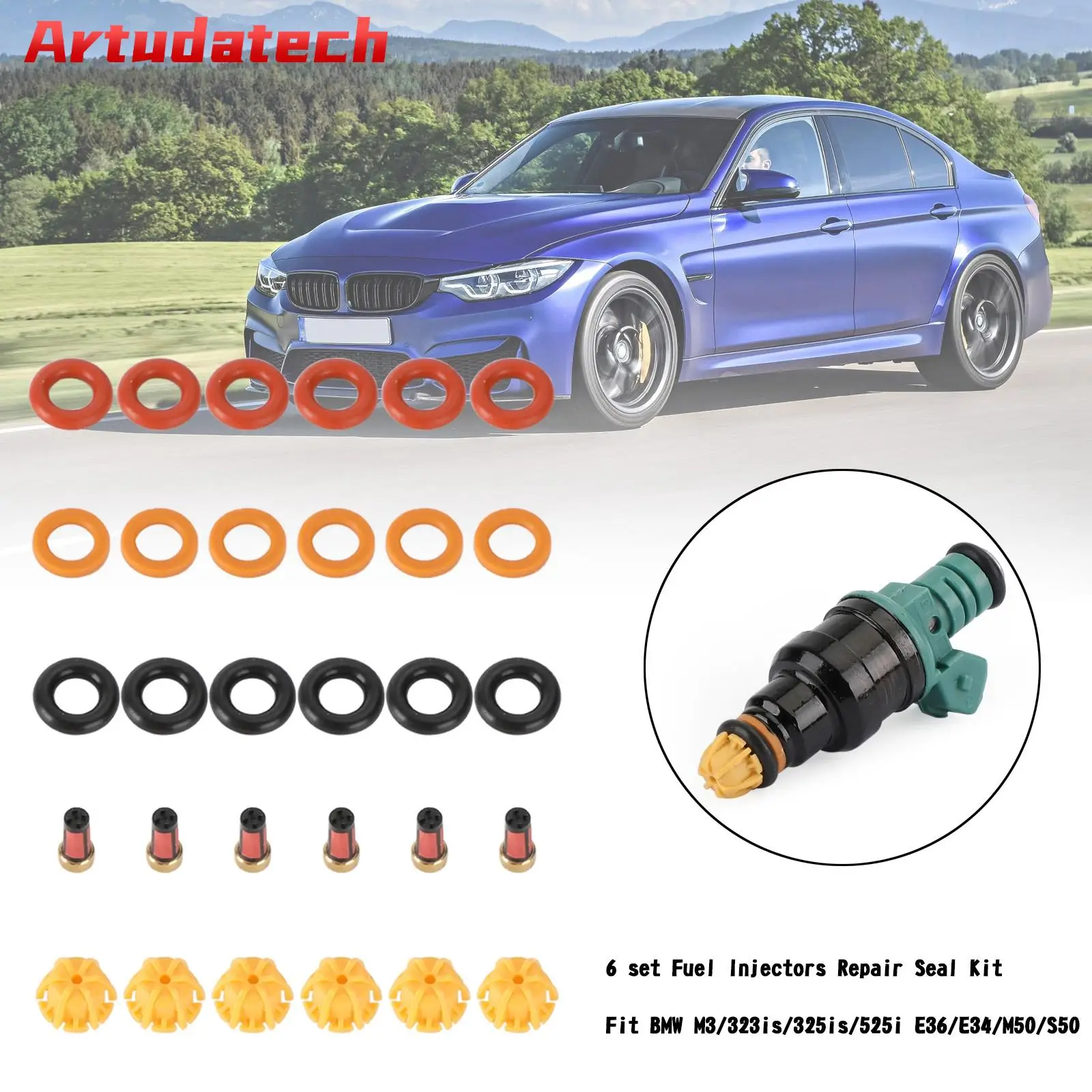Artudatech, комплект из 6 ремонтных уплотнений топливных форсунок, подходит для BMW M3/323is/325is/525i E36/E34/M50/S50
Artudatech, комплект из 6 ремонтных уплотнений топливных форсунок, подходит для BMW M3/323is/325is/525i E36/E34/M50/S50