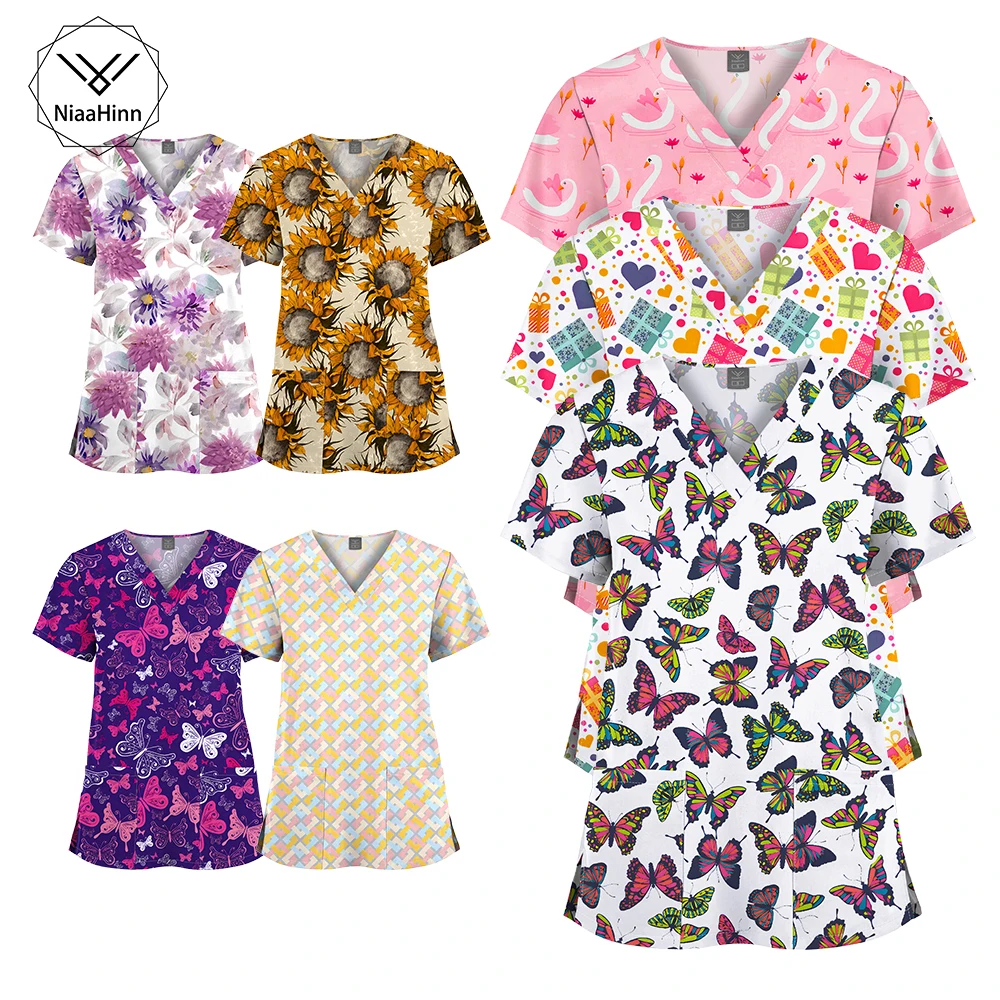 Cartoon Print V-Neck Short Sleeved T-Shirt Scrub Uniform Nurse Scrub Women Uniform Top Surgical Scrubs Nurse Veterinary Workwear
Cartoon Print V-Neck Short Sleeved T-Shirt Scrub Uniform Nurse Scrub Women Uniform Top Surgical Scrubs Nurse Veterinary Workwear
