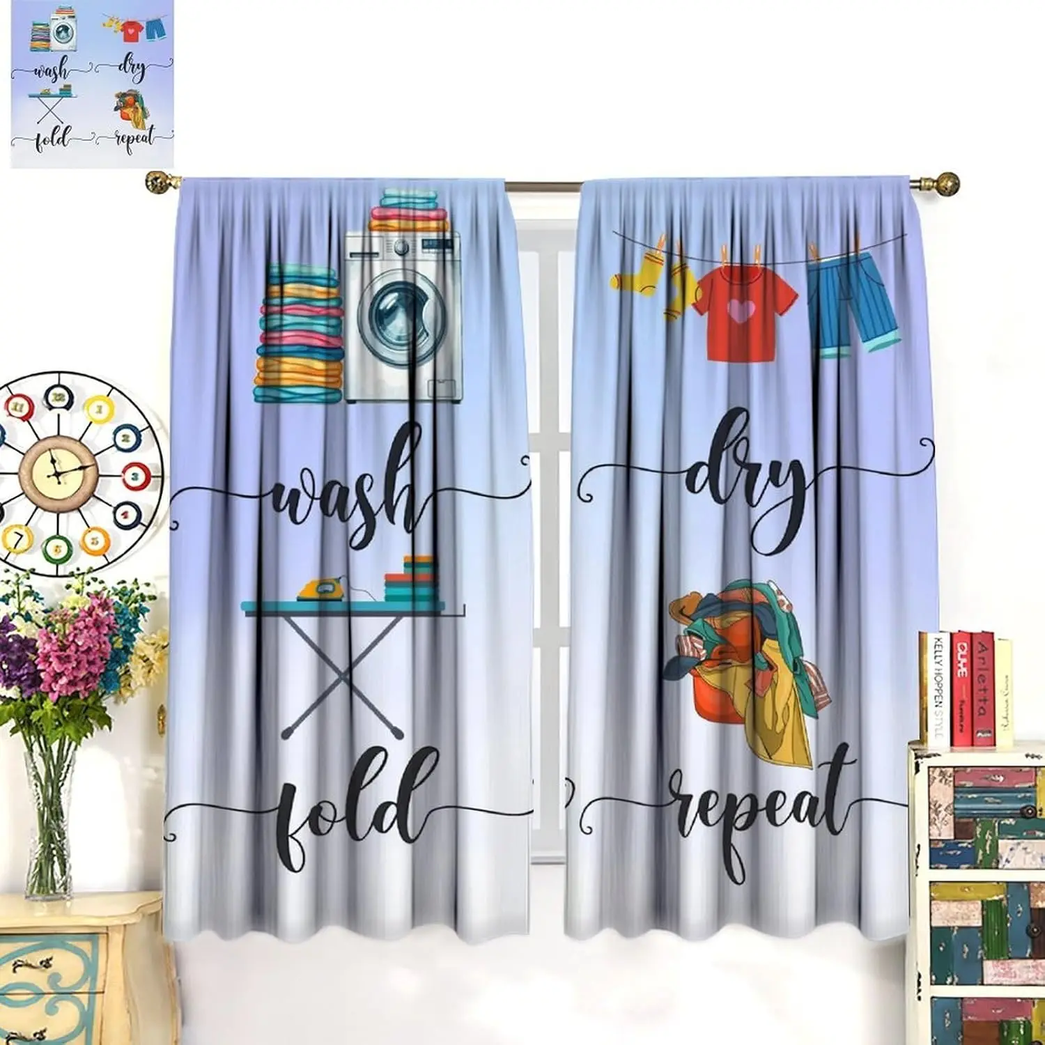 Country Farmhouse Laundry Curtains, Abstract Art Watercolor Wash Dry Fold Repeat Rod Pocket Window Drapes, for Bedroom Bathroom
Country Farmhouse Laundry Curtains, Abstract Art Watercolor Wash Dry Fold Repeat Rod Pocket Window Drapes, for Bedroom Bathroom