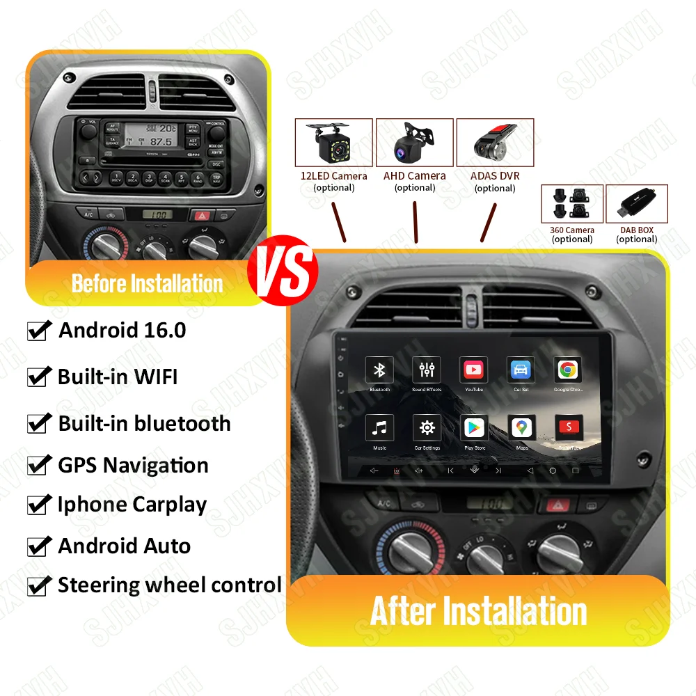 Android 16 for Toyota RAV4 Rav 4 2001 2002 2003 2004 2005 2006 Car Radio Multimedia Player 2 Din Carplay Stereo GPS DVD 
Android 16 for Toyota RAV4 Rav 4 2001 2002 2003 2004 2005 2006 Car Radio Multimedia Player 2 Din Carplay Stereo GPS DVD