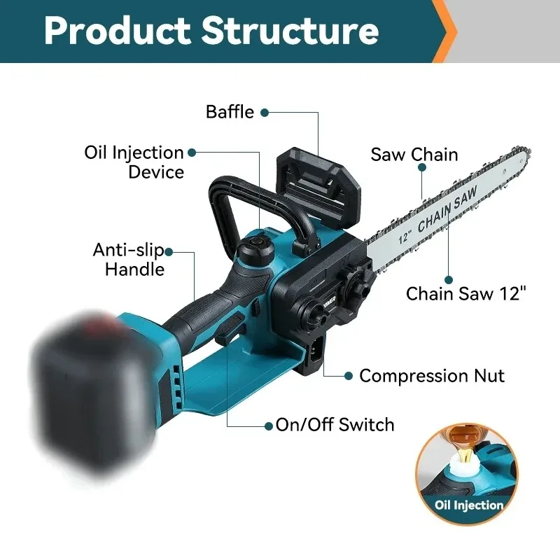 12 Inch Brushless Electric Chainsaw 6600w Cordless Pruning Woodworking Power Tool Handheld Garden Cutter For Makita Battery
12 Inch Brushless Electric Chainsaw 6600w Cordless Pruning Woodworking Power Tool Handheld Garden Cutter For Makita Battery