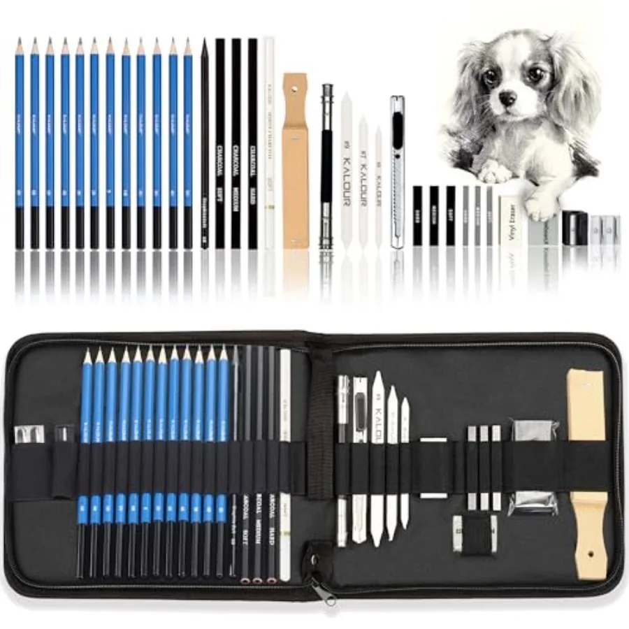 Pro Drawing Kit Sketching Pencils Set, Portable Zippered Travel Case-Charcoal Pencils, Sketch Pencils, Charcoal Stick, Sharpene
Pro Drawing Kit Sketching Pencils Set, Portable Zippered Travel Case-Charcoal Pencils, Sketch Pencils, Charcoal Stick, Sharpene