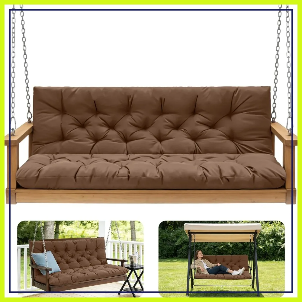 Waterproof 3-Seat Porch Swing Cushion with Backrest, 60x40x5 Inch Outdoor Bench Cushion for Patio Garden, Coffee
Waterproof 3-Seat Porch Swing Cushion with Backrest, 60x40x5 Inch Outdoor Bench Cushion for Patio Garden, Coffee