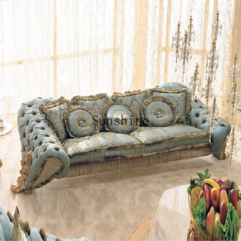 European living room solid wood carving flower villa luxury custom combination palace fabric sofa
European living room solid wood carving flower villa luxury custom combination palace fabric sofa
