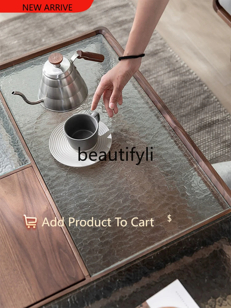 Nordic black walnut all-solid wood coffee table glass surface, modern simplicity, drawer storage household coffee table G1218
Nordic black walnut all-solid wood coffee table glass surface, modern simplicity, drawer storage household coffee table G1218