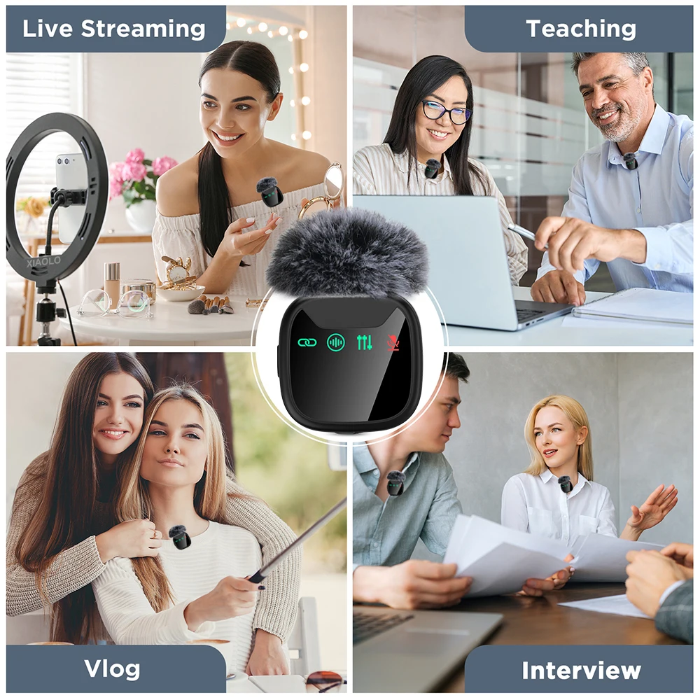Mini professional wireless microphone for video recording, drawer style charging case, dual neck clip microphone
Mini professional wireless microphone for video recording, drawer style charging case, dual neck clip microphone