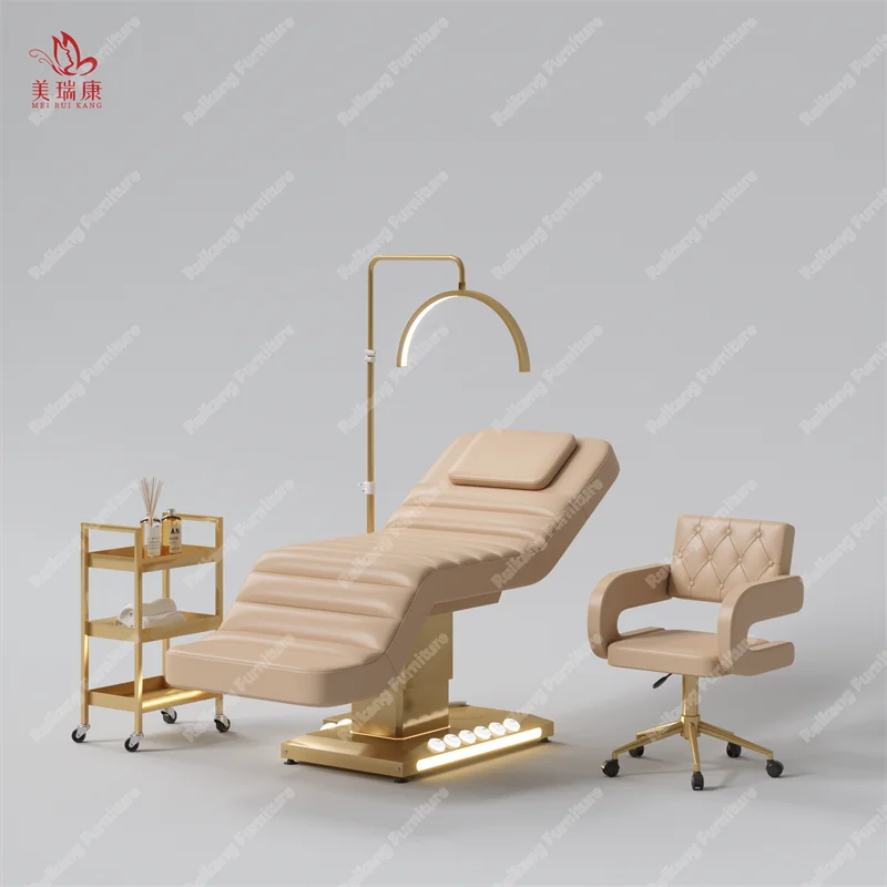 Beauty Salon Esthetician Furniture Gold Base Curve Facial Bed Electric Cosmetic Eyelash Bed Luxury Spa Massage Table Lash Bed
Beauty Salon Esthetician Furniture Gold Base Curve Facial Bed Electric Cosmetic Eyelash Bed Luxury Spa Massage Table Lash Bed