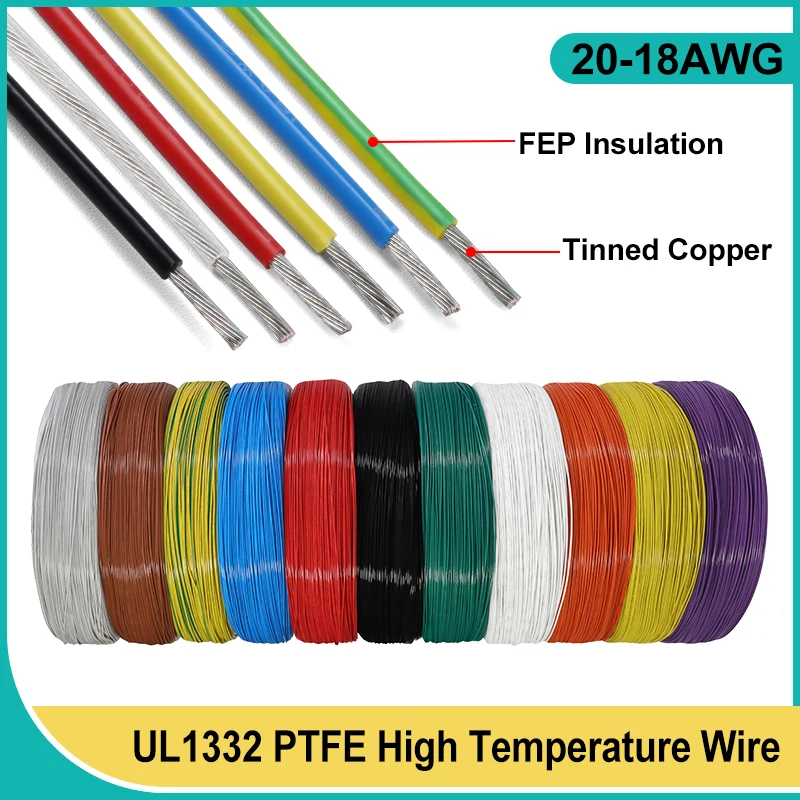 UL1332 PTFE Electric Wire 20AWG 18AWG FEP Insulated High Temperature Oil and Acid Resistance Tinned Copper Cable for 3D Printer
UL1332 PTFE Electric Wire 20AWG 18AWG FEP Insulated High Temperature Oil and Acid Resistance Tinned Copper Cable for 3D Printer