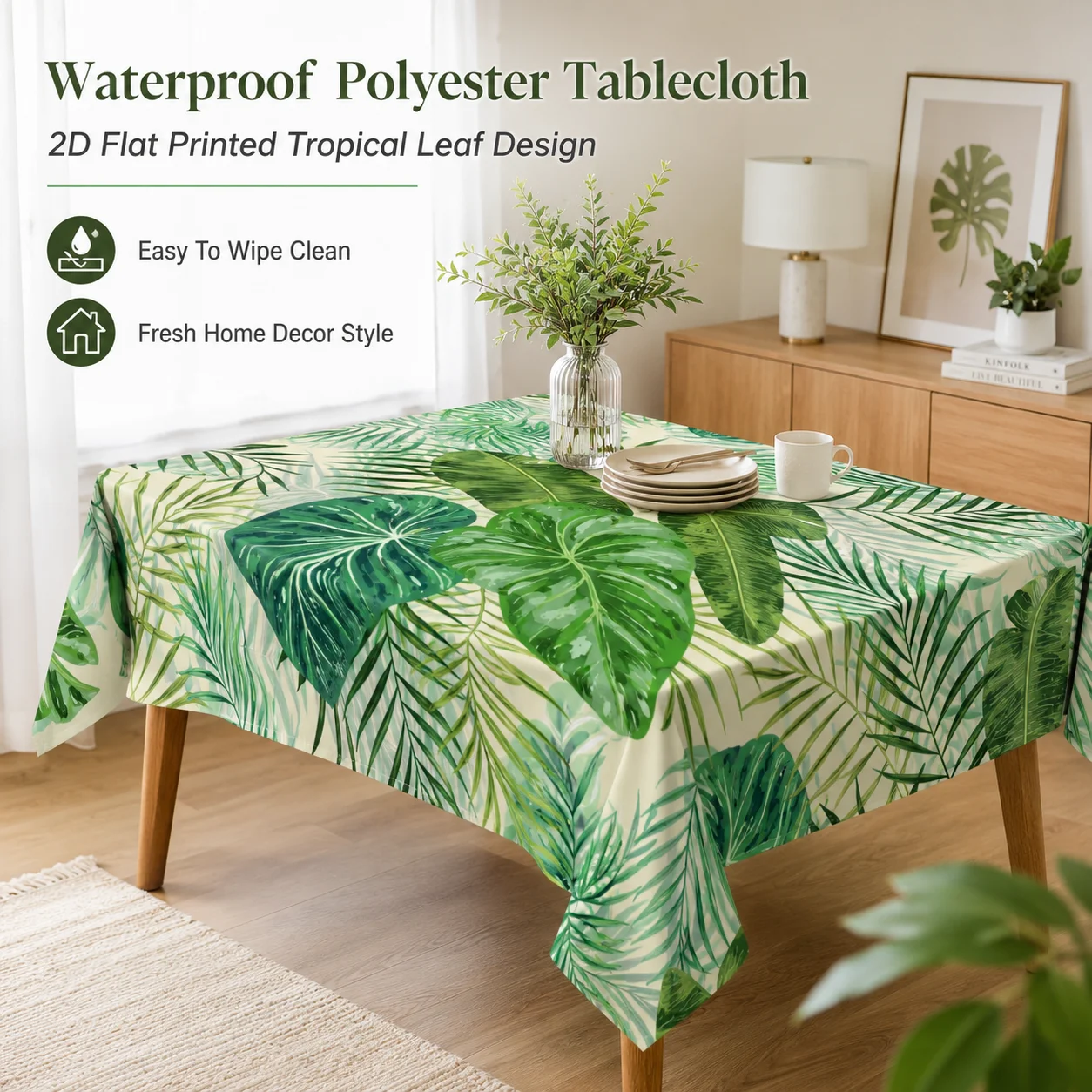 Tropical Palm Monstera Leaf Tablecloth Waterproof Polyester 2D Flat Printed Rectangular Table Cover Spring Party Outdoor Picnic
Tropical Palm Monstera Leaf Tablecloth Waterproof Polyester 2D Flat Printed Rectangular Table Cover Spring Party Outdoor Picnic