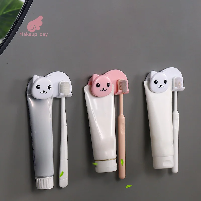 Plastic Cat Shaped Toothbrush Holder Non Perforated 2 In 1 Toothbrush Toothpaste Rack Wall Mounted Facial Cleanser Storage Clip
Plastic Cat Shaped Toothbrush Holder Non Perforated 2 In 1 Toothbrush Toothpaste Rack Wall Mounted Facial Cleanser Storage Clip