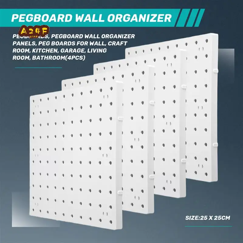 A24F-Pegboard Wall Organizer Panels, Peg Boards, For Wall, Craft Room, Kitchen, Garage, Living Room, Bathroom(4Pcs)
A24F-Pegboard Wall Organizer Panels, Peg Boards, For Wall, Craft Room, Kitchen, Garage, Living Room, Bathroom(4Pcs)
