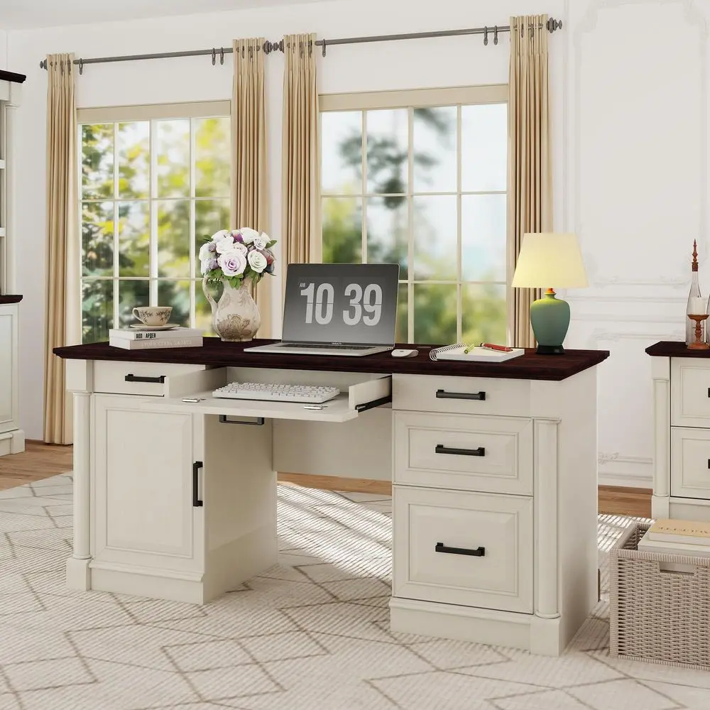 Large Farmhouse Executive Desk with DrawersWood Computer DeskEmbossed Texture Home Office Desk with File Cabinet Storage, Cable
Large Farmhouse Executive Desk with DrawersWood Computer DeskEmbossed Texture Home Office Desk with File Cabinet Storage, Cable