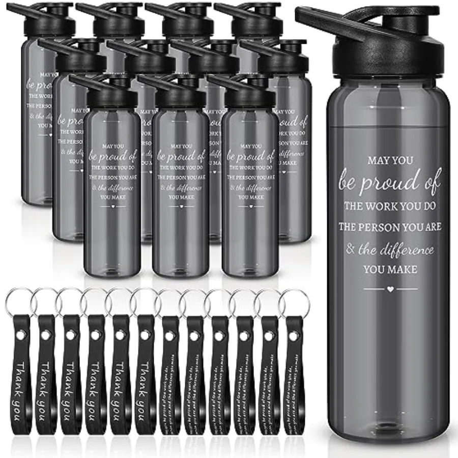 24 Pcs Employee Thank You Gifts 12 Plastic 24 oz Water Bottles Bulk and 12 Thank You Sign Silicone Keychain Appreciation Gifts
24 Pcs Employee Thank You Gifts 12 Plastic 24 oz Water Bottles Bulk and 12 Thank You Sign Silicone Keychain Appreciation Gifts
