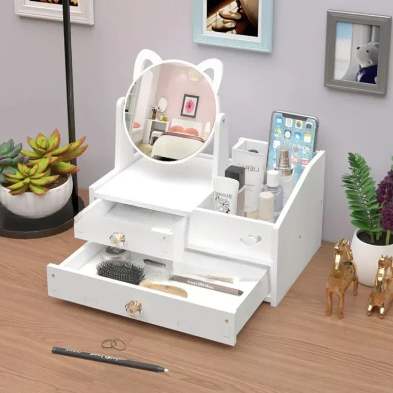 # Hot Home Dressing Table, Dresser With Lovely Cats Mirror, Rotate Makeup Organizer, Nail Polish Brush Jewelry Storage Box
# Hot Home Dressing Table, Dresser With Lovely Cats Mirror, Rotate Makeup Organizer, Nail Polish Brush Jewelry Storage Box