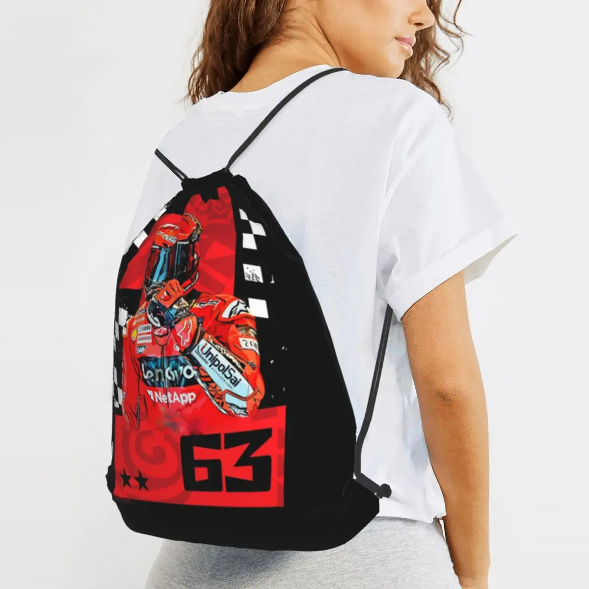Pecco Francesco Bagnaia Number GP Flag Backpacks Casual Drawstring Bags Sundries Bag Book Bags for Travel Students
Pecco Francesco Bagnaia Number GP Flag Backpacks Casual Drawstring Bags Sundries Bag Book Bags for Travel Students