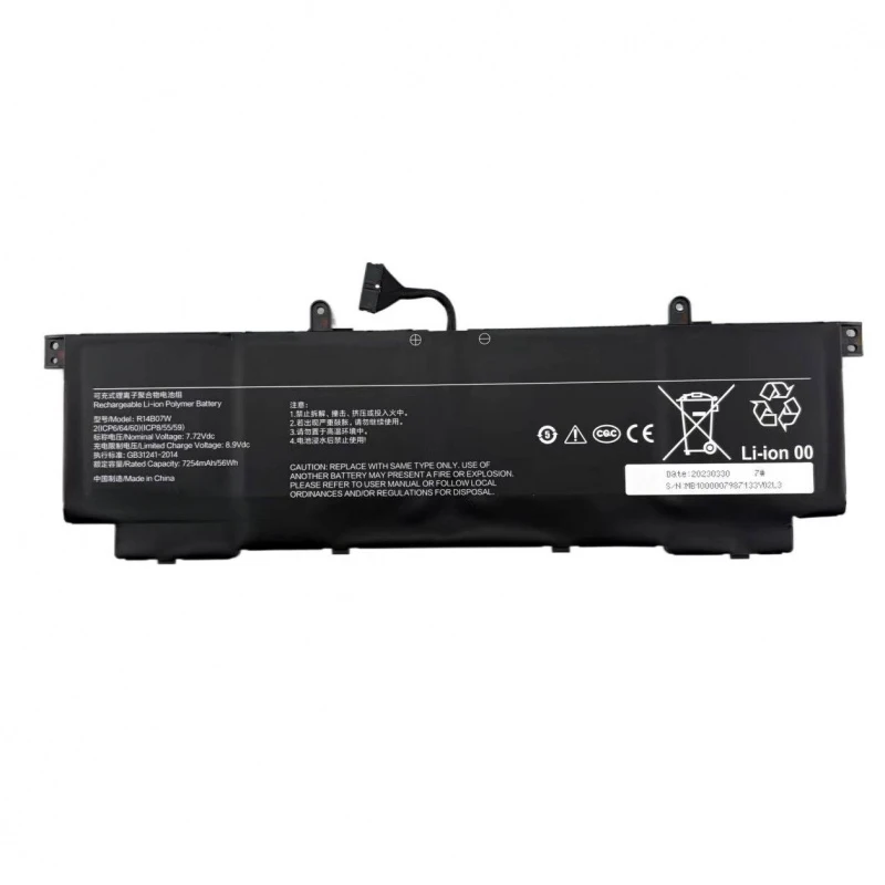 100% New Original 7.72V 7254mAh For Xiaomi Book Pro 14 2022 MIA2210-AD MIA2210-AI High Capacity Battery R14B07W + Free Tools
100% New Original 7.72V 7254mAh For Xiaomi Book Pro 14 2022 MIA2210-AD MIA2210-AI High Capacity Battery R14B07W + Free Tools