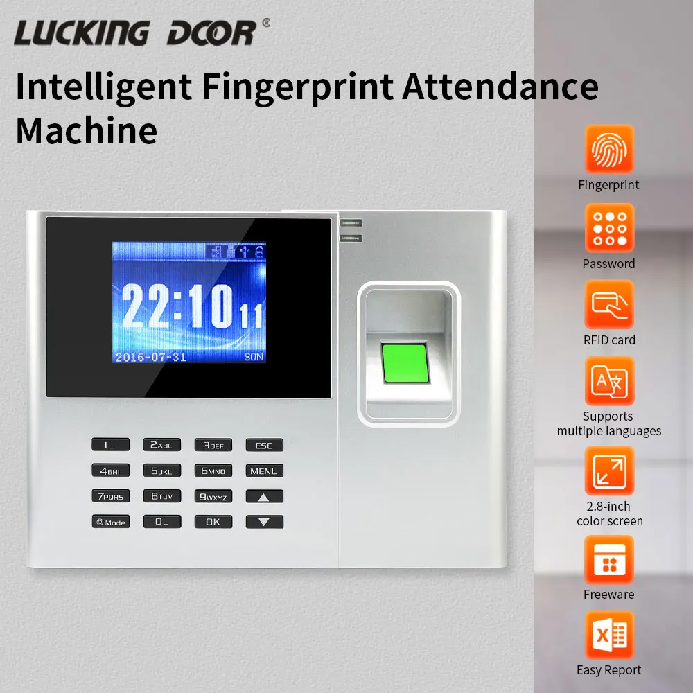 Access Control Attendance Biometric Machine Fingerprint & password &RFID Card USB Data Download Employee Registration Recorder