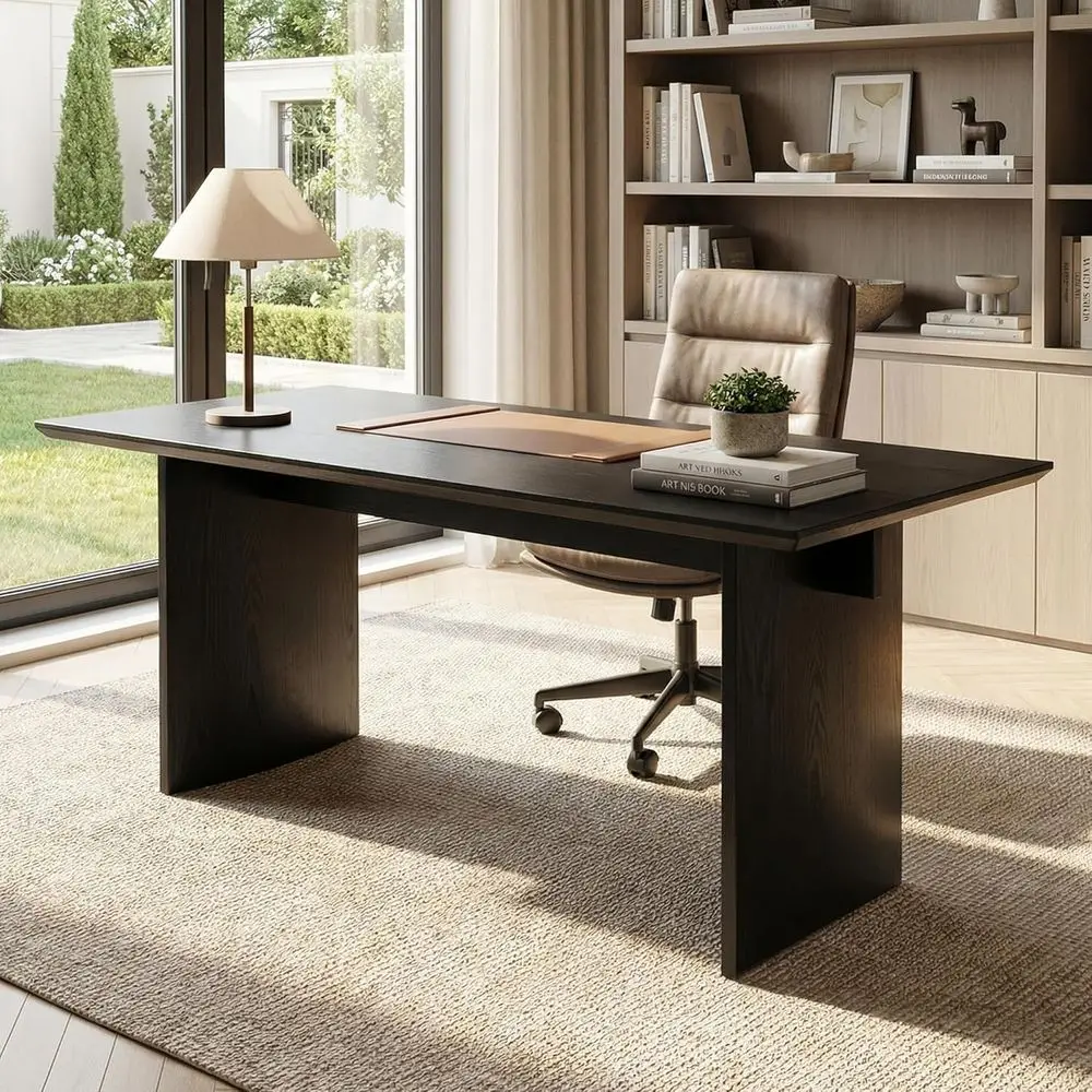 55 Sleek Black Desk: Modern Home Office & Gaming Table with Distinctive Geometric Legs
55 Sleek Black Desk: Modern Home Office & Gaming Table with Distinctive Geometric Legs