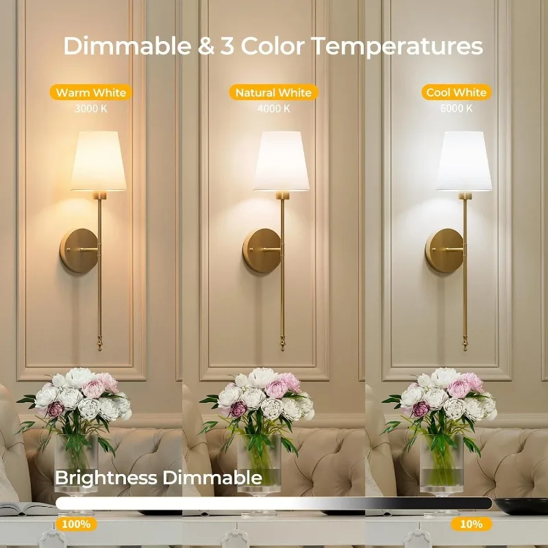 Battery Operated Wall Sconces Set of 2, Cordless Wall Lights with Rechargeable Bulbs and Remote, 12 Lighting Colors and Dimmable
Battery Operated Wall Sconces Set of 2, Cordless Wall Lights with Rechargeable Bulbs and Remote, 12 Lighting Colors and Dimmable