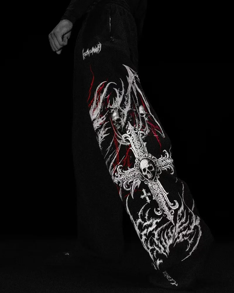 Fashion high street casual dragon cross pattern men wide-leg pants American Harajuku dark style pants trendy loose sport pants
Fashion high street casual dragon cross pattern men wide-leg pants American Harajuku dark style pants trendy loose sport pants