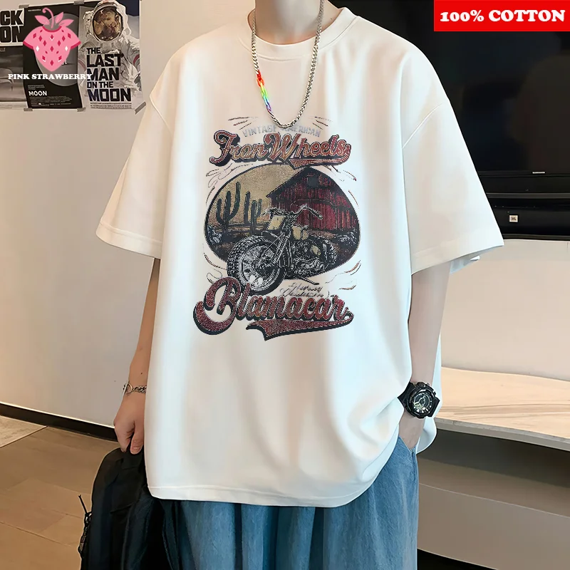 100% Cotton Retro Motorcycle Pattern Print T-shirt Men's Women Summer 2025 New Fashion Short Sleeve Loose Casual mens clothing
100% Cotton Retro Motorcycle Pattern Print T-shirt Men's Women Summer 2025 New Fashion Short Sleeve Loose Casual mens clothing