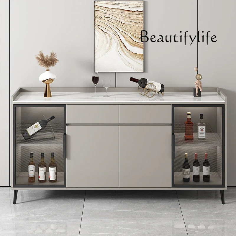Light luxury rock slab dining side cabinet modern simple solid wood living room wall storage glass door designer
Light luxury rock slab dining side cabinet modern simple solid wood living room wall storage glass door designer