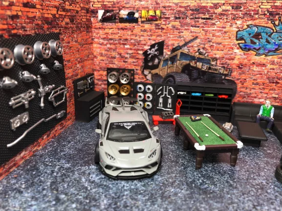 1:64 Garage Scene Tire Stand Tool Table Red Brick Graffiti Garage Decoration Accessories
1:64 Garage Scene Tire Stand Tool Table Red Brick Graffiti Garage Decoration Accessories