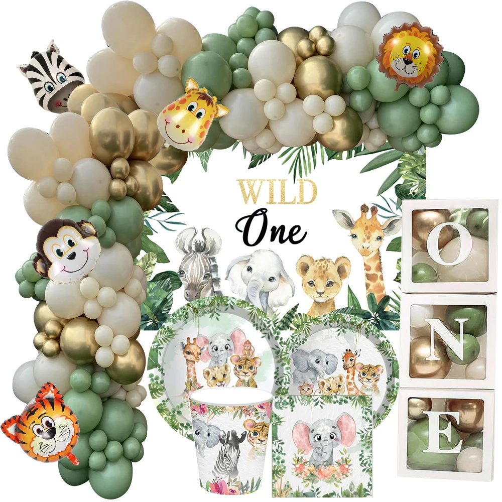 1 set Wild One Carton Animal Balloon Box with Paper Cups Plates for Kids Forest Birthday Safari Jungle Party DIY Decorations
1 set Wild One Carton Animal Balloon Box with Paper Cups Plates for Kids Forest Birthday Safari Jungle Party DIY Decorations