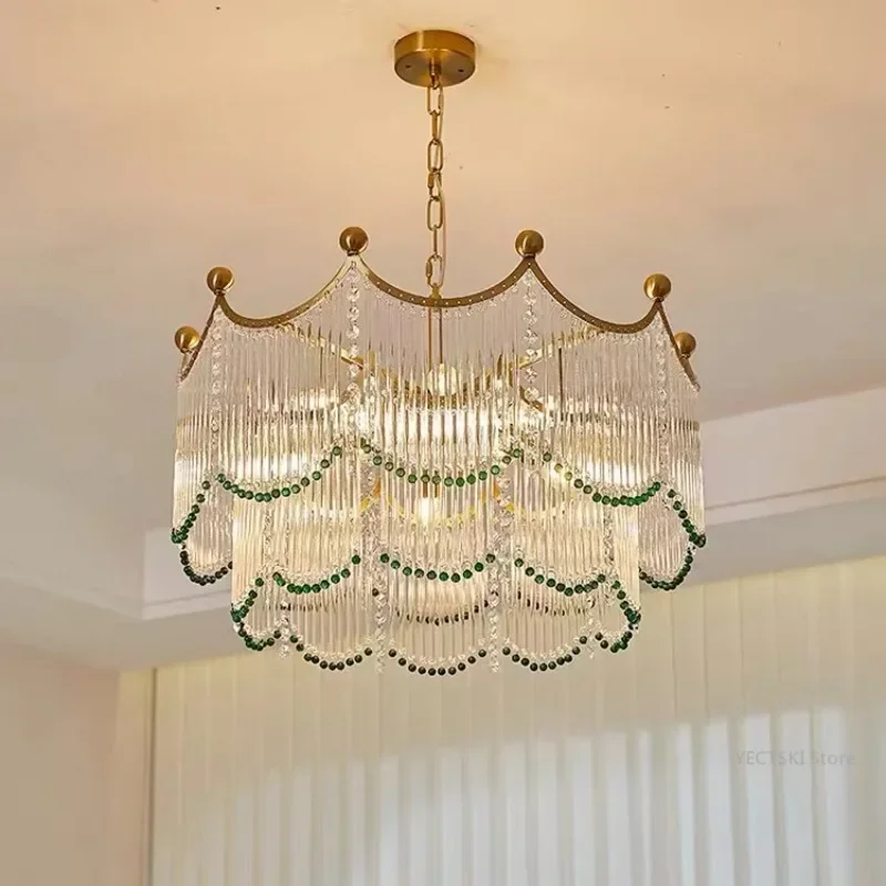 GHEUVNJ French retro dark green round crystal living room pendant light American light luxury dining room bedroom study glass s
GHEUVNJ French retro dark green round crystal living room pendant light American light luxury dining room bedroom study glass s