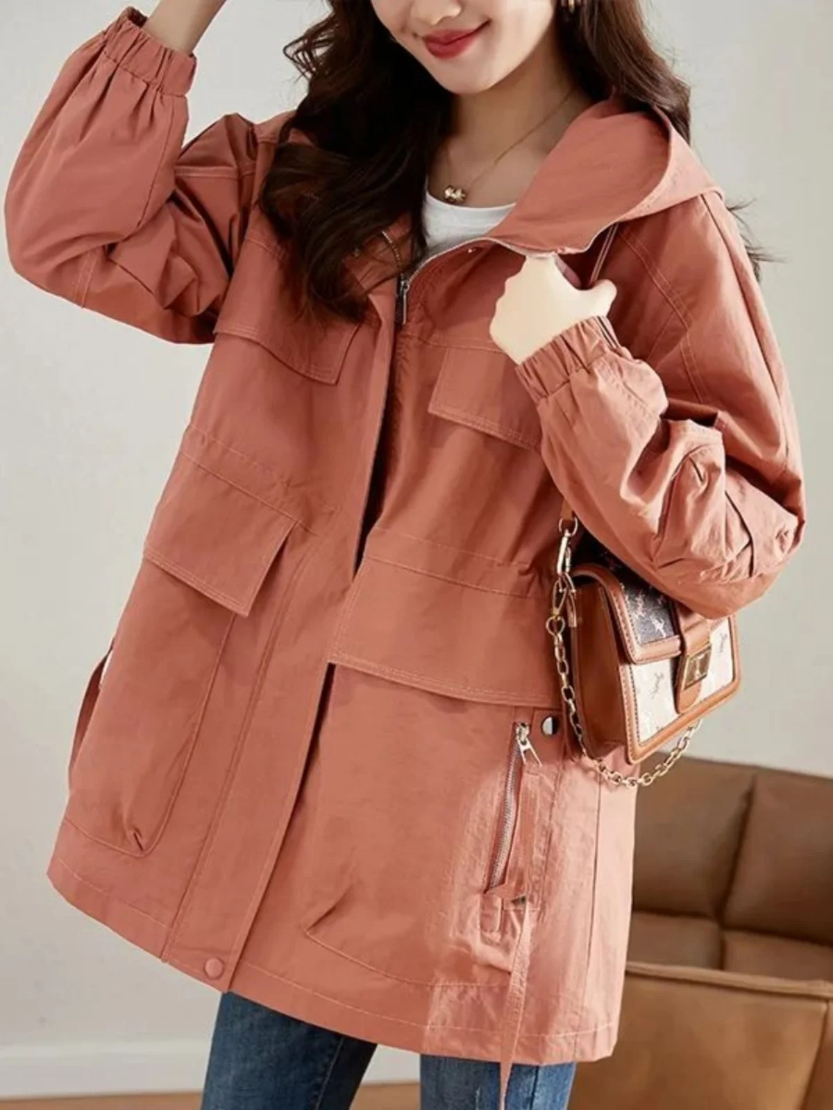 Slimming Large Size Women's Spring Faion Coat Long Outerwear Spring Autumn Sle Ele Lady's Windbreaker Jaet
Slimming Large Size Women's Spring Faion Coat Long Outerwear Spring Autumn Sle Ele Lady's Windbreaker Jaet