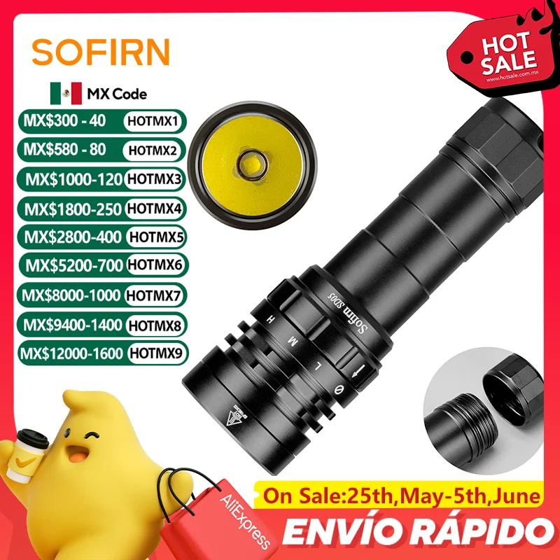 Sofirn SD05 Scuba Diving Flashlight XHP50.2 Super Bright 3000lm 21700 Battery Dive Torch with Magnetic Switch 5000K 6500K
Sofirn SD05 Scuba Diving Flashlight XHP50.2 Super Bright 3000lm 21700 Battery Dive Torch with Magnetic Switch 5000K 6500K