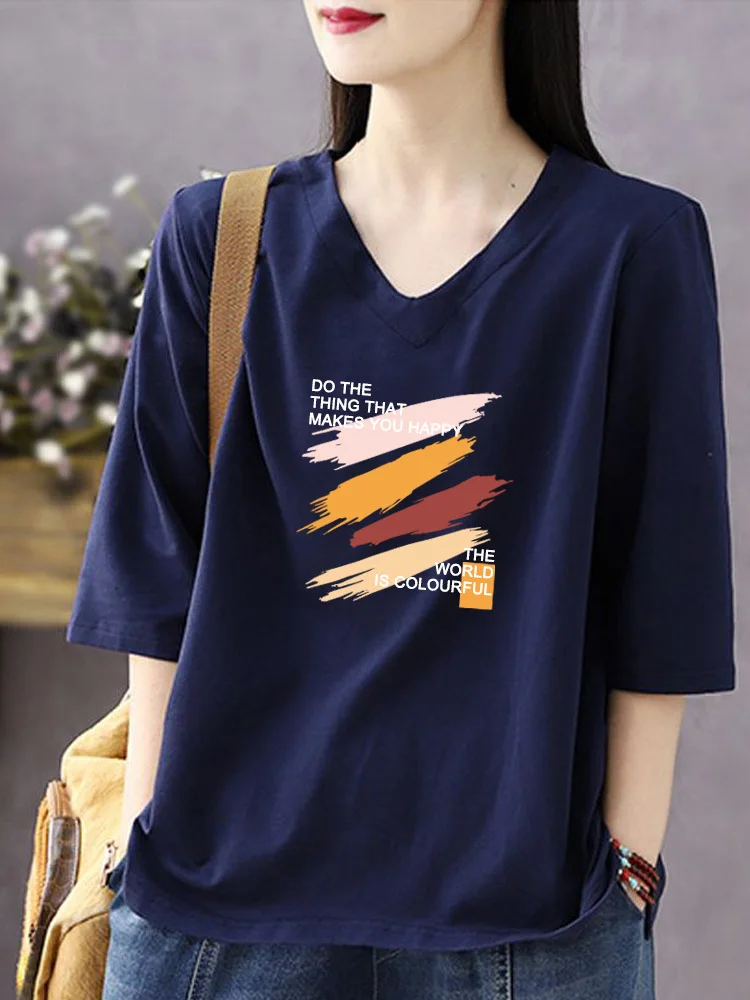 Women's Casual Cotton V-neck 7/8 Sleeve Top Spring Autumn plus Size Slimming Versatile Base Layer Shirt Comfortable Breathable
Women's Casual Cotton V-neck 7/8 Sleeve Top Spring Autumn plus Size Slimming Versatile Base Layer Shirt Comfortable Breathable