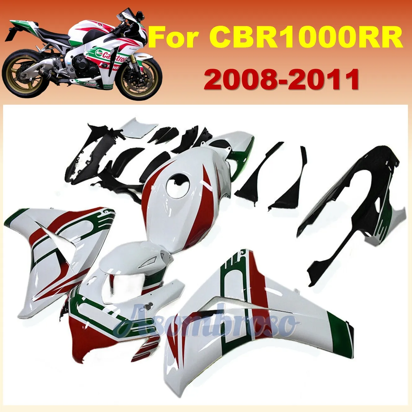 Fit For Honda 2008 CBR1000RR 2009 CBR 1000RR 2010 CBR 1000 RR 2011 ABS Motorcycle Injection Molded fairings
Fit For Honda 2008 CBR1000RR 2009 CBR 1000RR 2010 CBR 1000 RR 2011 ABS Motorcycle Injection Molded fairings