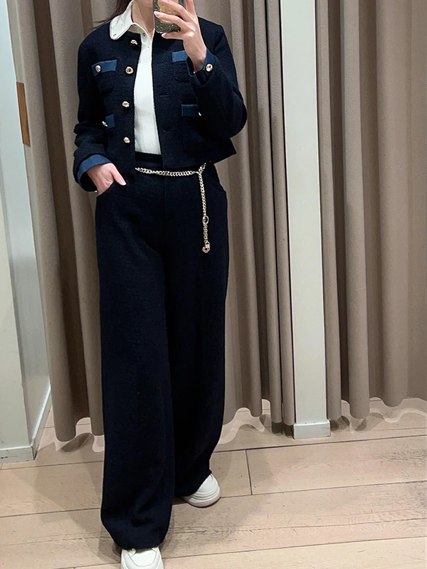 Spring 2026 Women's Denim Patchwork Tweed Jaet Wide Leg Pants Small Fraance Sle Set High Waist Long Sve ort Coat
Spring 2026 Women's Denim Patchwork Tweed Jaet Wide Leg Pants Small Fraance Sle Set High Waist Long Sve ort Coat