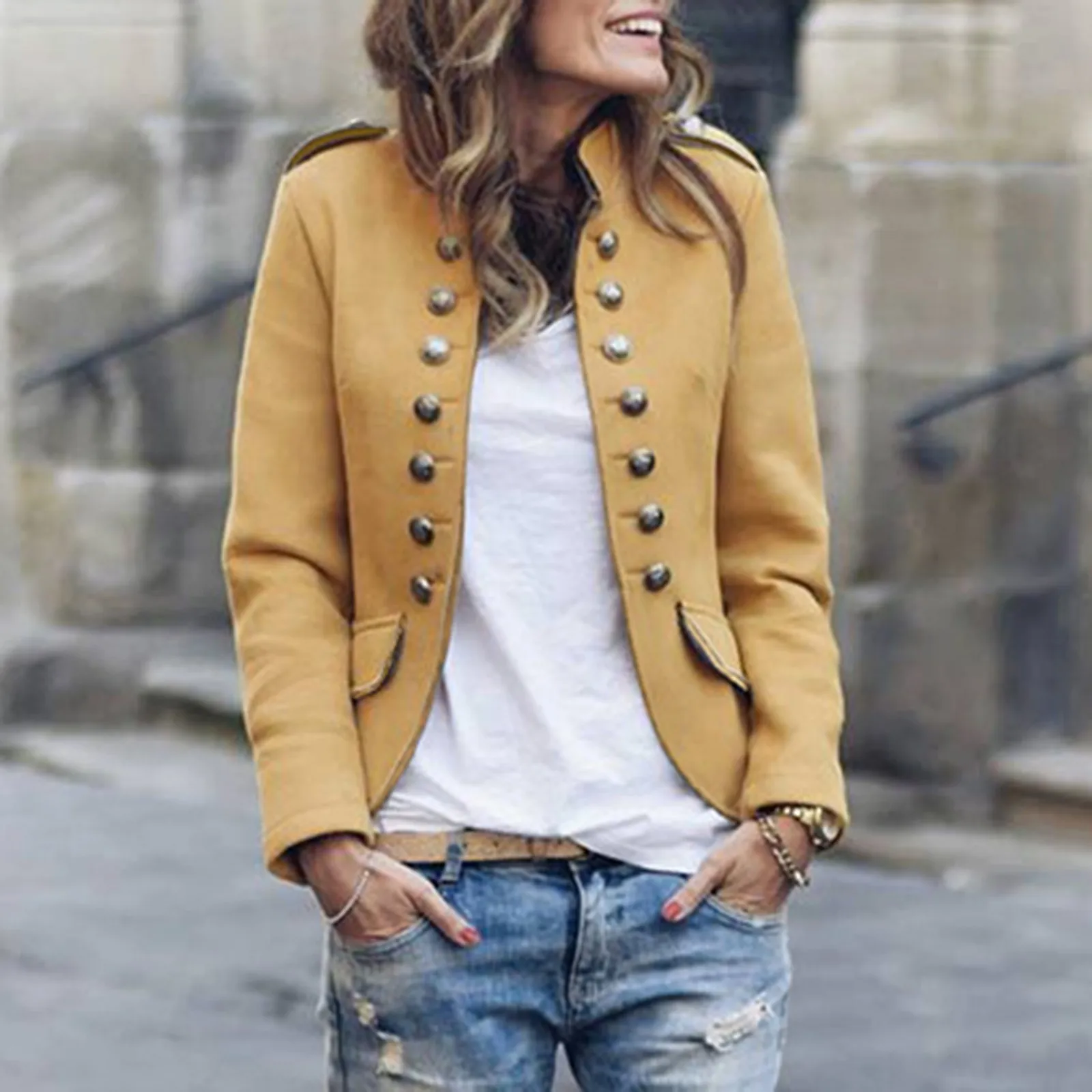 New Women Jackets Blazer Long Sleeve Row Button Slim Hot Style Loose Coat Mujer Retro Fasion Temperament Short Jacket Top Coat
New Women Jackets Blazer Long Sleeve Row Button Slim Hot Style Loose Coat Mujer Retro Fasion Temperament Short Jacket Top Coat