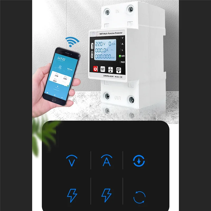 NNR-63A TUYA Wi-Fi умная защита от утечки на землю при пониженном напряжении реле автоматический выключатель таймер энергетические мощности кВтч метр
NNR-63A TUYA Wi-Fi умная защита от утечки на землю при пониженном напряжении реле автоматический выключатель таймер энергетические мощности кВтч метр
