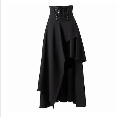 Women Skirt Long Skirt Asymmetrical Hem Dresses High Waist Skirt Lace Up Waist Gothic Dress Black Skirt Midi Solid Color
Women Skirt Long Skirt Asymmetrical Hem Dresses High Waist Skirt Lace Up Waist Gothic Dress Black Skirt Midi Solid Color