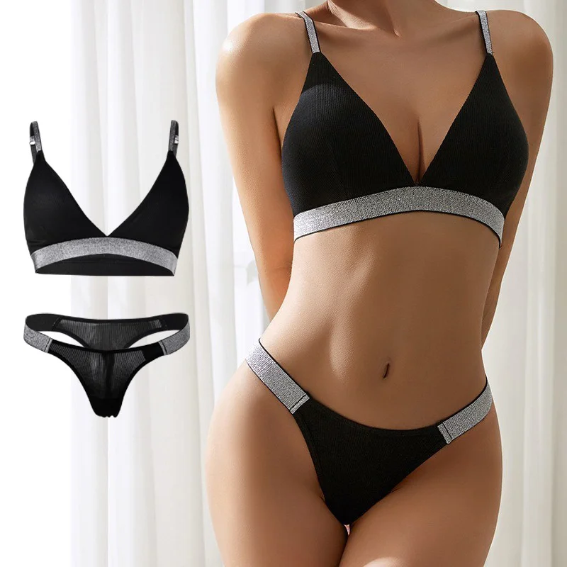 SweetHeartKiss Women's 2 Piece Sparkle Lingerie Set V Neck Bra and Low Rise Thong Underwear Sets
SweetHeartKiss Women's 2 Piece Sparkle Lingerie Set V Neck Bra and Low Rise Thong Underwear Sets
