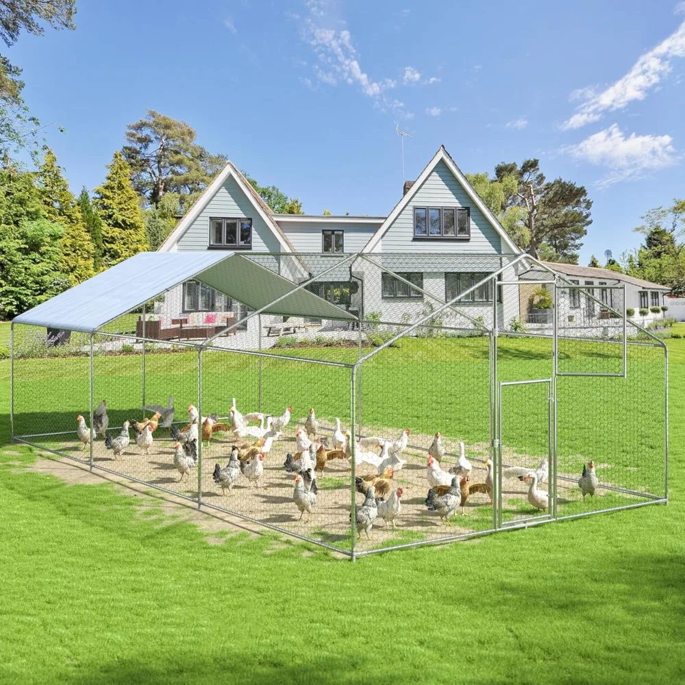 Chicken Coop, Large Outdoor, Walk-in Chicken Run for 6-20 Chickens, Double Door Chicken House
Chicken Coop, Large Outdoor, Walk-in Chicken Run for 6-20 Chickens, Double Door Chicken House