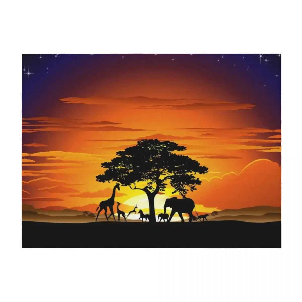 Wild Animals on African Savanna Sunset Throw Blanket Decoratives wednesday Retros Nap Blankets
Wild Animals on African Savanna Sunset Throw Blanket Decoratives wednesday Retros Nap Blankets