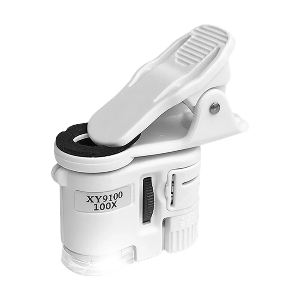Universal Clip Type Microscope 100x Magnifying Glass with Phone Clip Built-in LED Light UV Currency Detector for Most SmartPhone
Universal Clip Type Microscope 100x Magnifying Glass with Phone Clip Built-in LED Light UV Currency Detector for Most SmartPhone