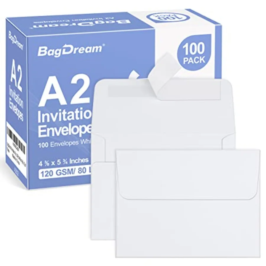 100 Pack White A2 Paper Envelopes Peel and Seal Invitation Envelopes for Weddings, RSVP, Photos, Greeting Cards, Baby Shower, A
100 Pack White A2 Paper Envelopes Peel and Seal Invitation Envelopes for Weddings, RSVP, Photos, Greeting Cards, Baby Shower, A